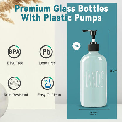 Glass Soap Dispenser Set 2 Pack,16 Oz Dish Soap Dispenser for Kitchen Sink,Lemon Kitchen Decor and Accessories,Yellow Decorations and Kitchen Utensils for Kitchen