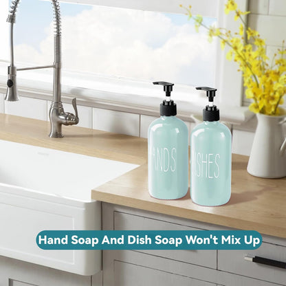 Glass Soap Dispenser Set 2 Pack,16 Oz Dish Soap Dispenser for Kitchen Sink,Lemon Kitchen Decor and Accessories,Yellow Decorations and Kitchen Utensils for Kitchen