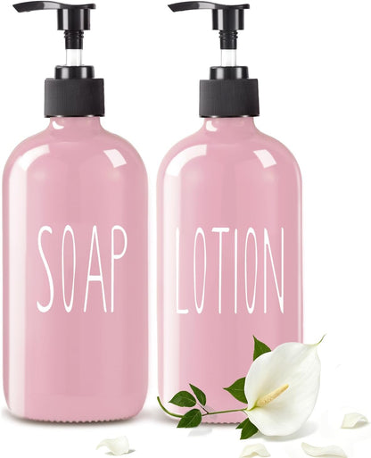 Glass Soap Dispenser Set 2 Pack,16 Oz Dish Soap Dispenser for Kitchen Sink,Lemon Kitchen Decor and Accessories,Yellow Decorations and Kitchen Utensils for Kitchen
