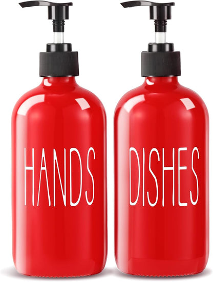 Glass Soap Dispenser Set 2 Pack,16 Oz Dish Soap Dispenser for Kitchen Sink,Lemon Kitchen Decor and Accessories,Yellow Decorations and Kitchen Utensils for Kitchen