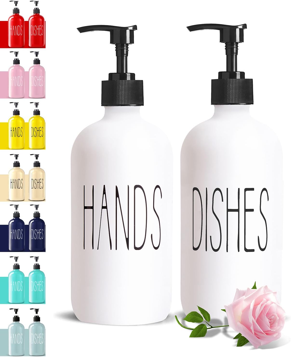 Glass Soap Dispenser Set 2 Pack,16 Oz Dish Soap Dispenser for Kitchen Sink,Lemon Kitchen Decor and Accessories,Yellow Decorations and Kitchen Utensils for Kitchen