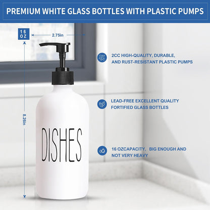 Glass Soap Dispenser Set 2 Pack,16 Oz Dish Soap Dispenser for Kitchen Sink,Lemon Kitchen Decor and Accessories,Yellow Decorations and Kitchen Utensils for Kitchen