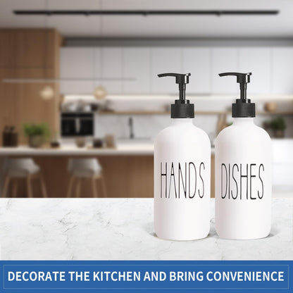 Glass Soap Dispenser Set 2 Pack,16 Oz Dish Soap Dispenser for Kitchen Sink,Lemon Kitchen Decor and Accessories,Yellow Decorations and Kitchen Utensils for Kitchen