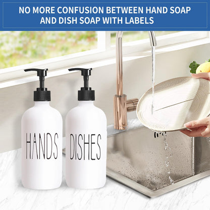 Glass Soap Dispenser Set 2 Pack,16 Oz Dish Soap Dispenser for Kitchen Sink,Lemon Kitchen Decor and Accessories,Yellow Decorations and Kitchen Utensils for Kitchen