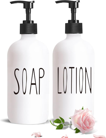 Glass Soap Dispenser Set 2 Pack,16 Oz Dish Soap Dispenser for Kitchen Sink,Lemon Kitchen Decor and Accessories,Yellow Decorations and Kitchen Utensils for Kitchen