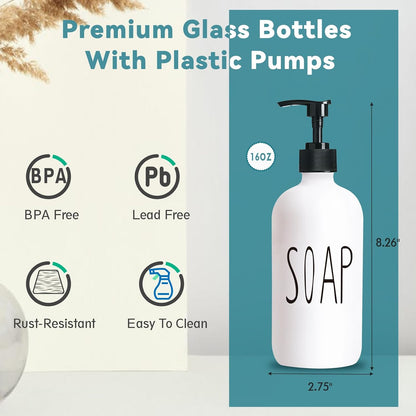 Glass Soap Dispenser Set 2 Pack,16 Oz Dish Soap Dispenser for Kitchen Sink,Lemon Kitchen Decor and Accessories,Yellow Decorations and Kitchen Utensils for Kitchen