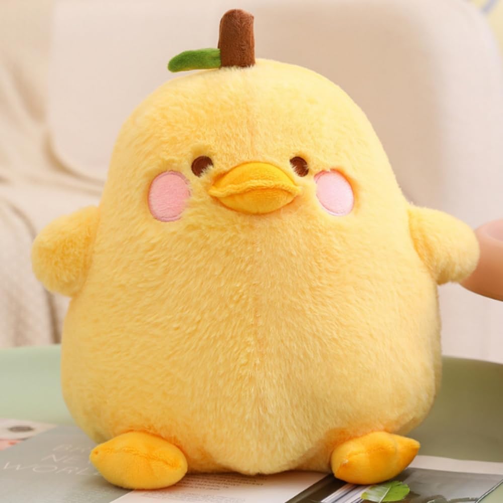 8" /20cm Plush Yellow Duck Soft Stuffed Animal Toy,Cute Fruit Pear Duck Plush Pillow Duck Stuffed Animal Toy for Kids for Boys Girls Birthday Gift Party Sofa Decoration (Yellow)