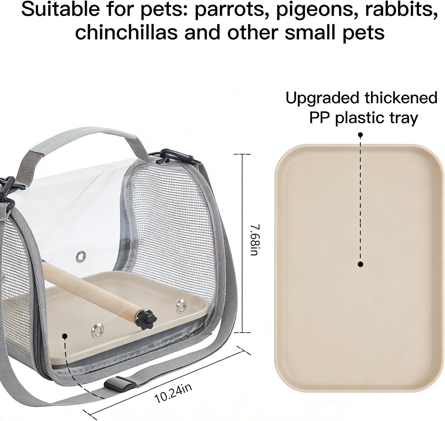 Clear Small Pet Travel Carrier with Perch & Tray – Breathable Mesh Bird Parrot Hamster Rabbit Squirrel Portable Bag (Yellow)