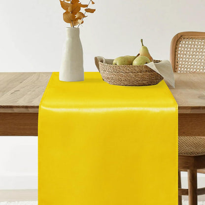 10 Pack Satin Table Runner 12 x 108 Inch Long Yellow Smooth Silk Fabric Table Runner for Birthday Parties Wedding Banquets Decorations.