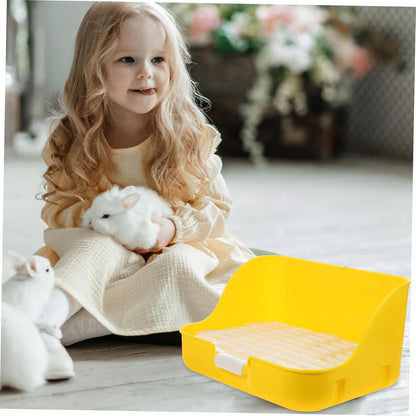 Litter Box for Small Pets Pet Toilet Mesh Design Easy Rounded Edges for Guinea Pigs Ferrets and More Indoor Use Yellow