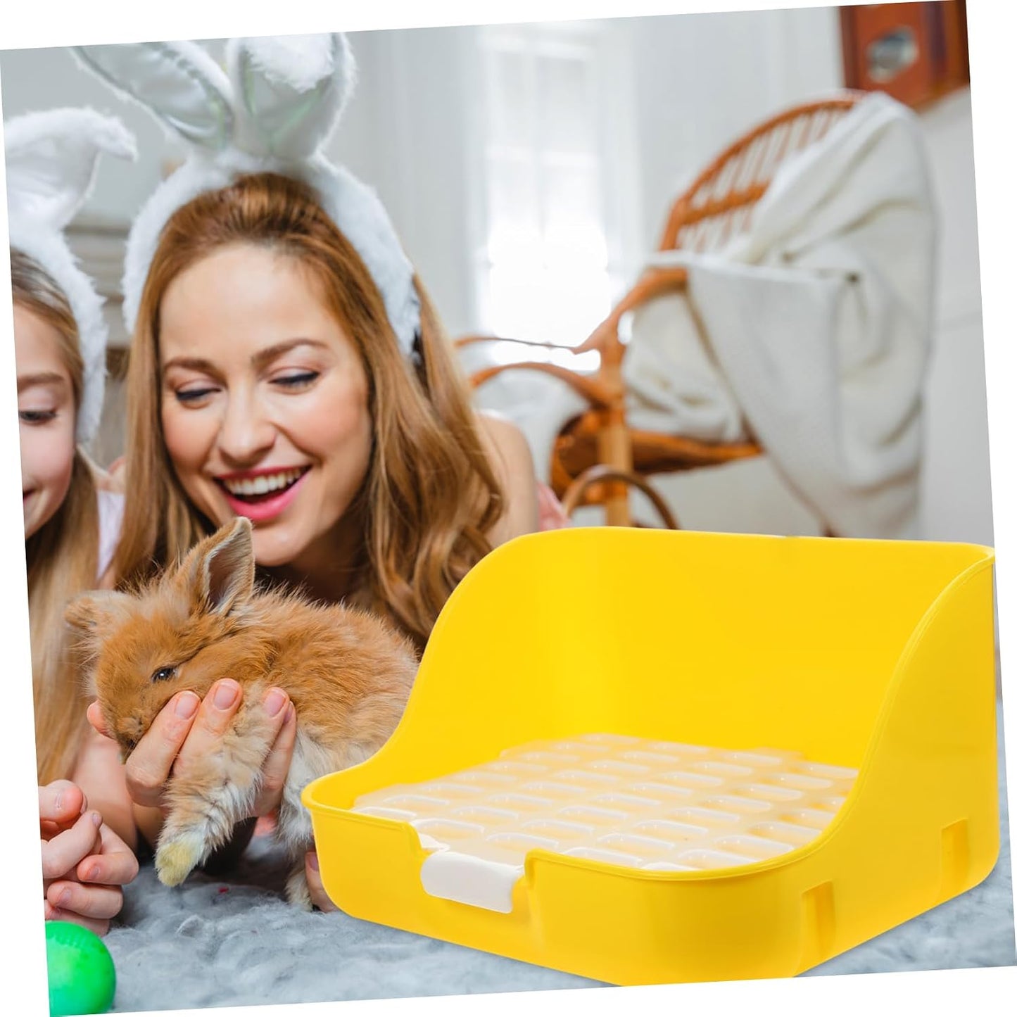 Litter Box for Small Pets Pet Toilet Mesh Design Easy Rounded Edges for Guinea Pigs Ferrets and More Indoor Use Yellow