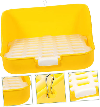 Litter Box for Small Pets Pet Toilet Mesh Design Easy Rounded Edges for Guinea Pigs Ferrets and More Indoor Use Yellow