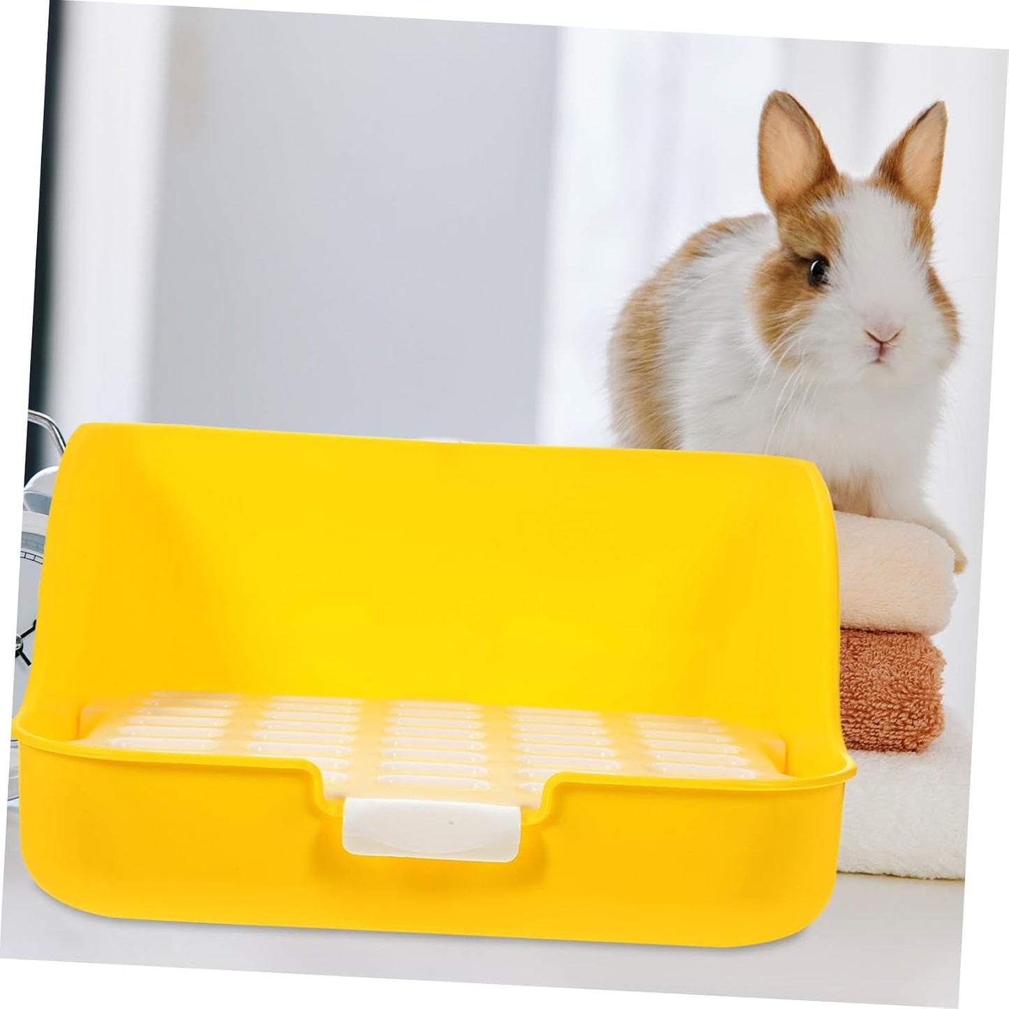 Litter Box for Small Pets Pet Toilet Mesh Design Easy Rounded Edges for Guinea Pigs Ferrets and More Indoor Use Yellow