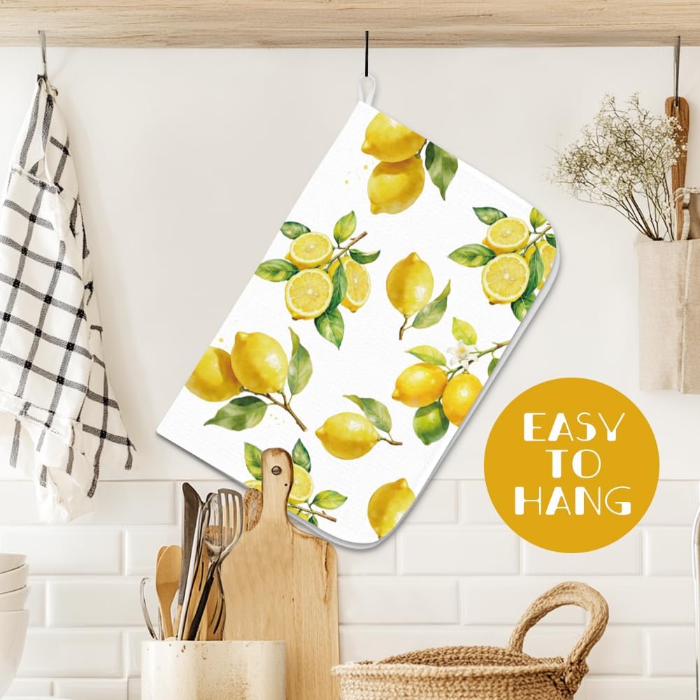 Lemon Dish Drying Mat for Kitchen Counter 17.7×23.6" Lemon Blossom Absorbent Dish Drainer Mat Microfiber Anti-Slip Quick Dry Heat Resistant Mat for Table Faucet Sink Coffee Bar Refrigerator