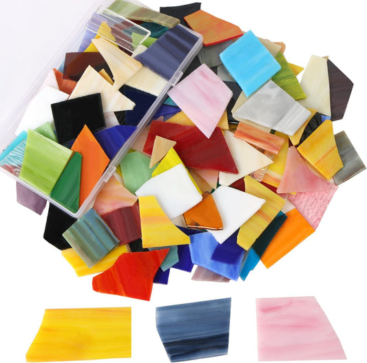 Mixed Color Mosaic Tiles Mosaic Glass Pieces with 1kg/35 Ounce Glass Pieces for Home Decoration or DIY Crafts, Assorted Colors and Shapes
