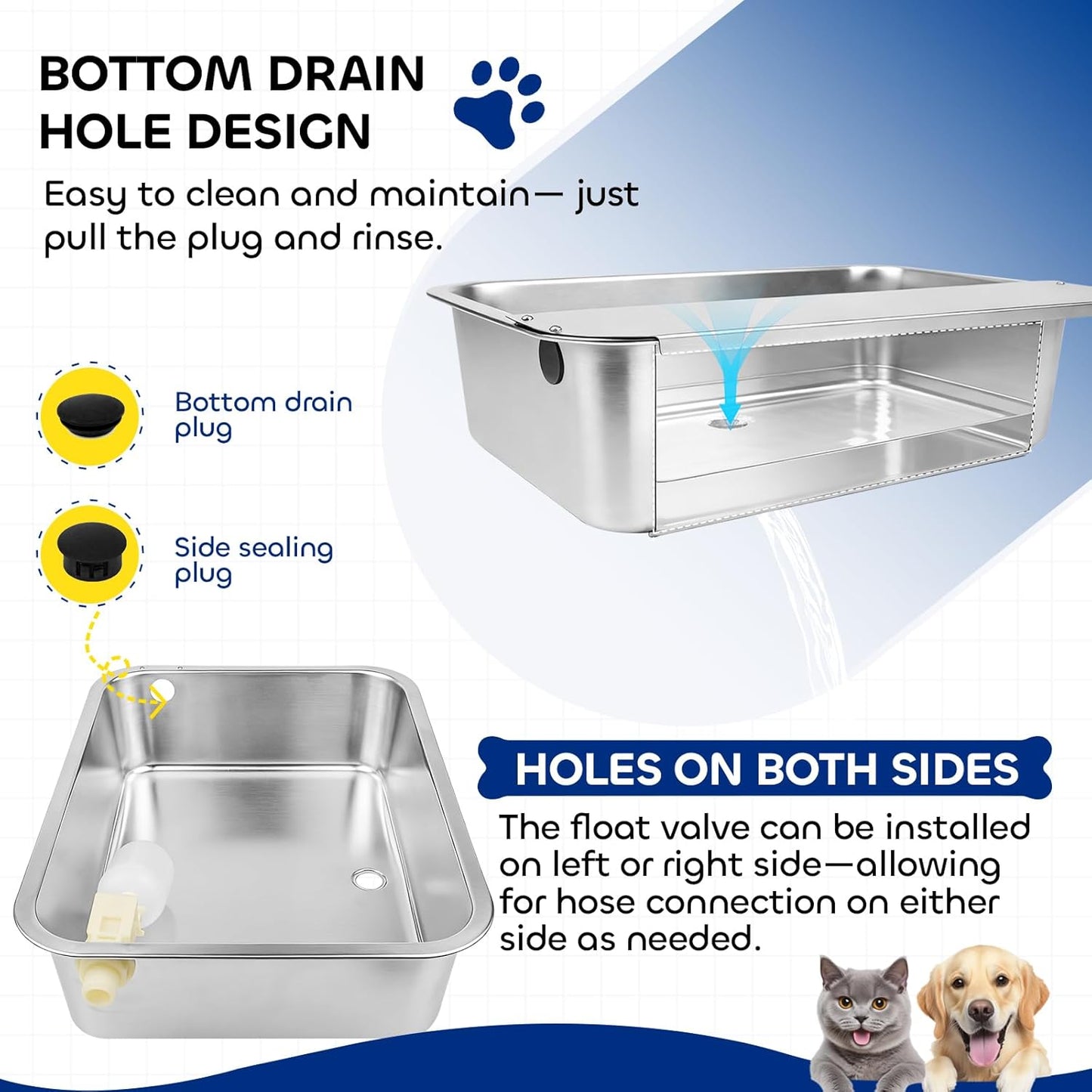 Automatic Dog Water Bowl Dispenser, 3 Gallon/11.6L Pet Water Dispenser for Cats and Large Dogs, 304 Stainless Steel Self Filling Auto Dog Water Feeder Outdoor Chicken Waterer for Livestock