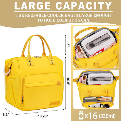 Yellow Lunch Box for Women Insulated Lunch Bag for Young Ladies Lunch Tote Bag