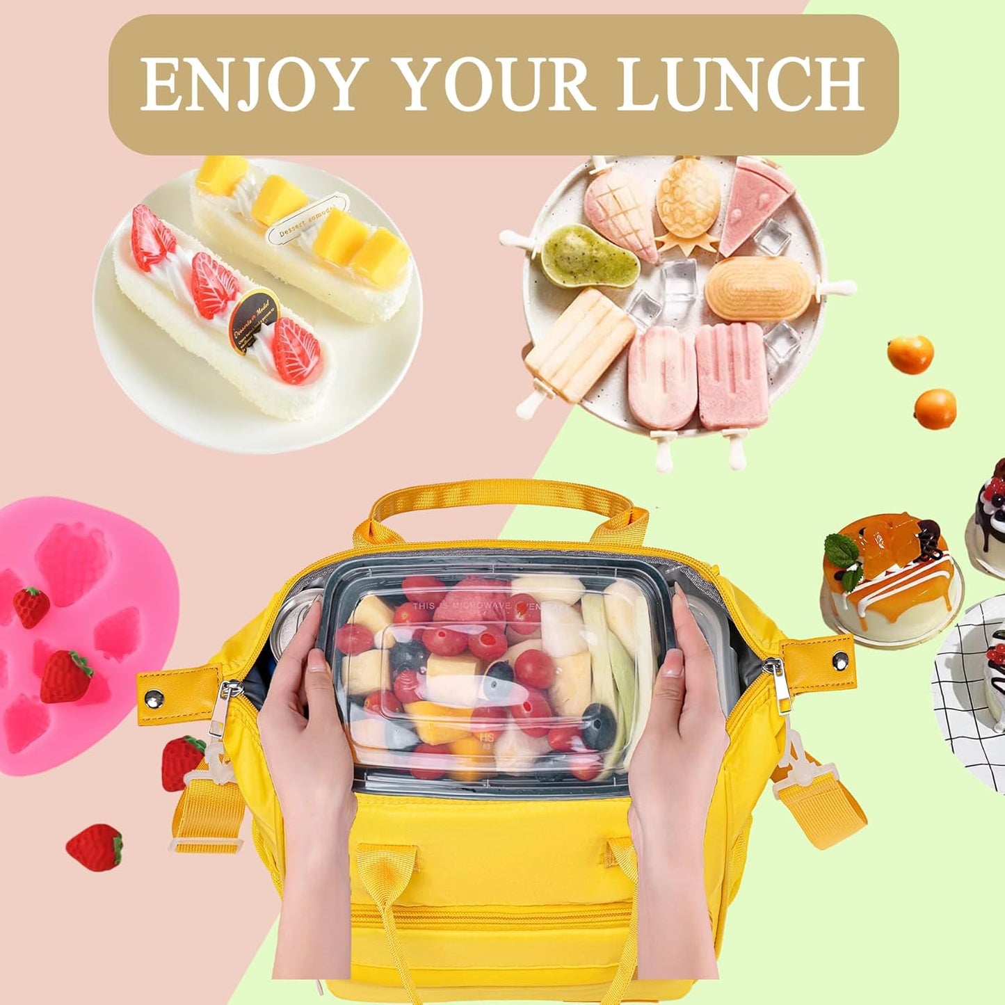 Yellow Lunch Box for Women Insulated Lunch Bag for Young Ladies Lunch Tote Bag