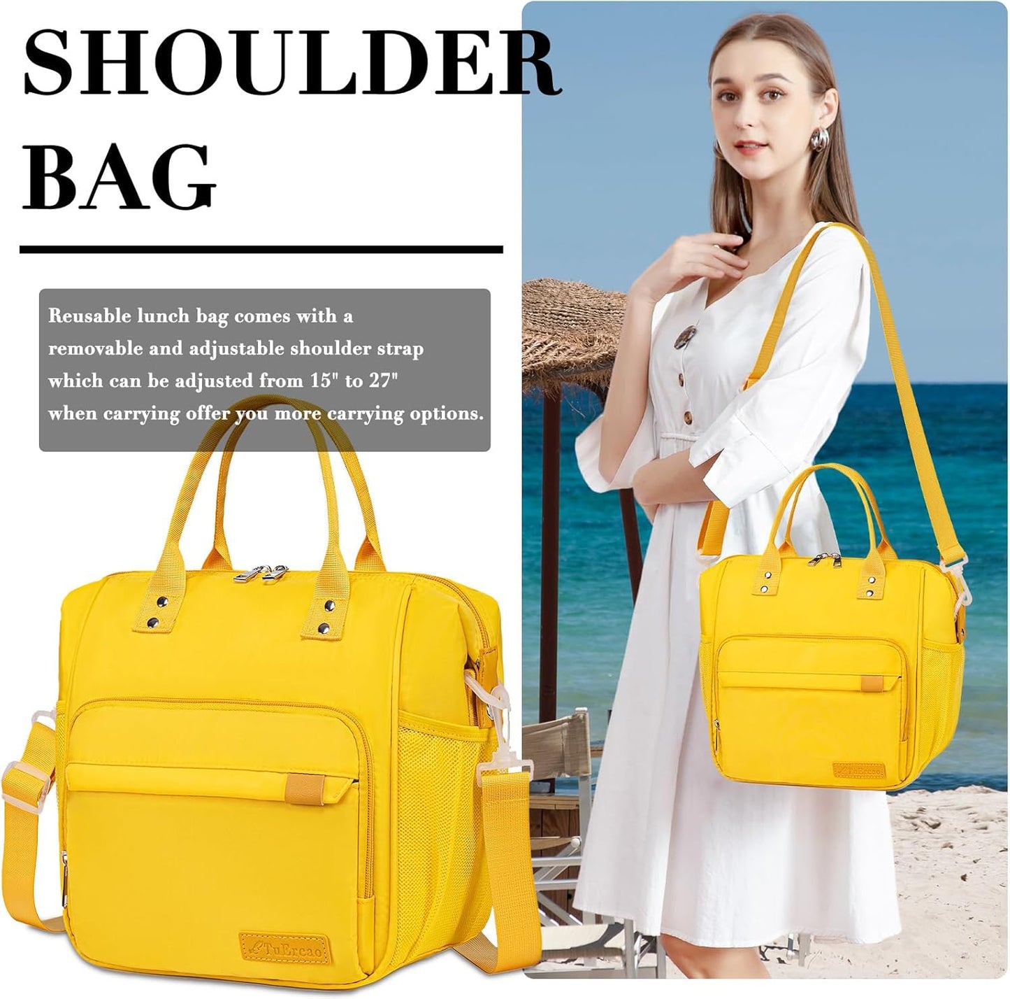 Yellow Lunch Box for Women Insulated Lunch Bag for Young Ladies Lunch Tote Bag