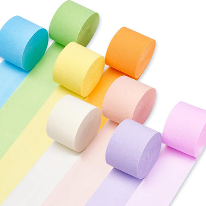 Yellow Pearl Pastel Yellow White Crepe Paper Streamers 8pcs 656 FT | Birthday Graduation Engagement Baby Shower Summer Sunflower Little Cutie Wedding Bridal Shower Party Decorations