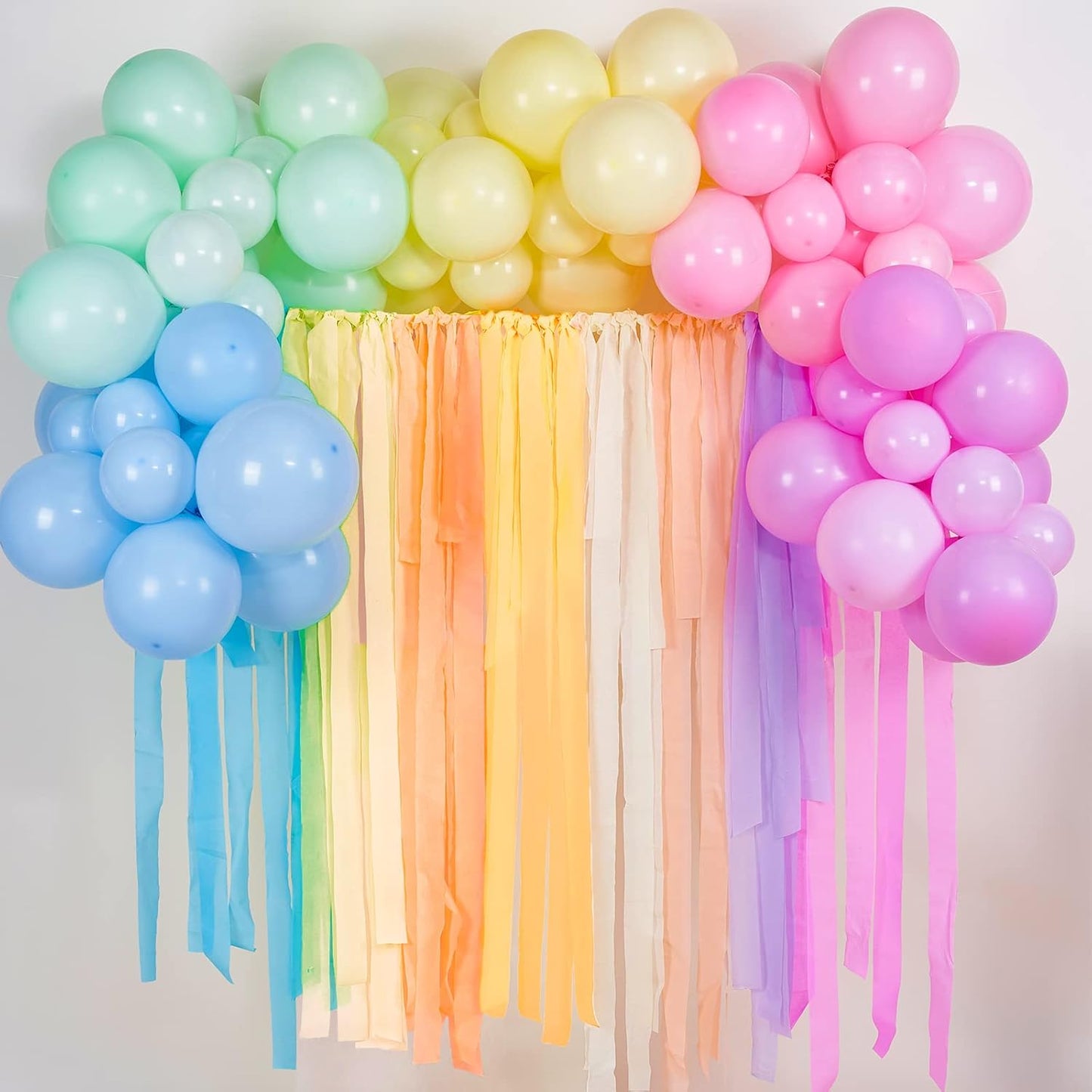 Yellow Pearl Pastel Yellow White Crepe Paper Streamers 8pcs 656 FT | Birthday Graduation Engagement Baby Shower Summer Sunflower Little Cutie Wedding Bridal Shower Party Decorations