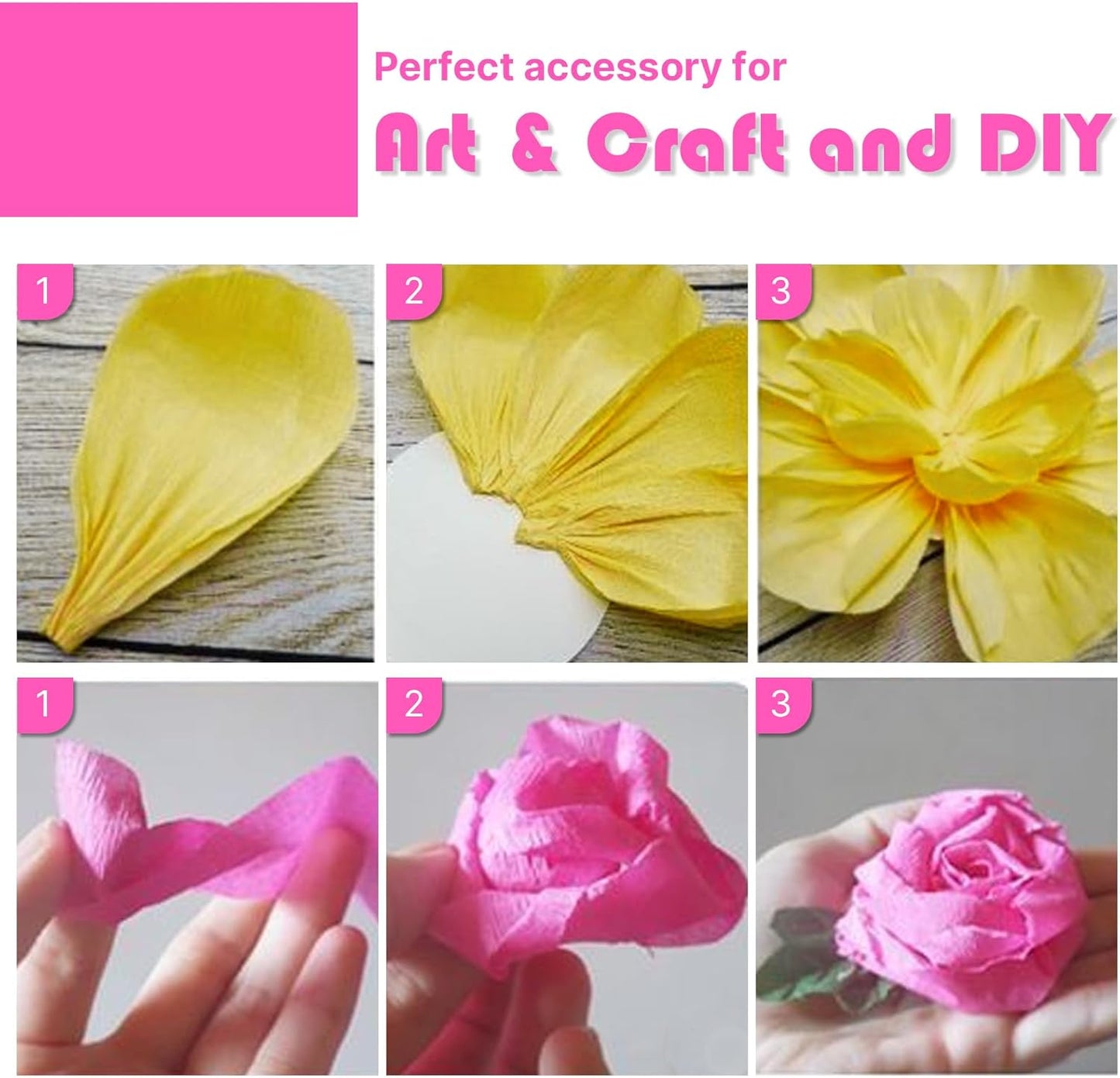 Yellow Pearl Pastel Yellow White Crepe Paper Streamers 8pcs 656 FT | Birthday Graduation Engagement Baby Shower Summer Sunflower Little Cutie Wedding Bridal Shower Party Decorations