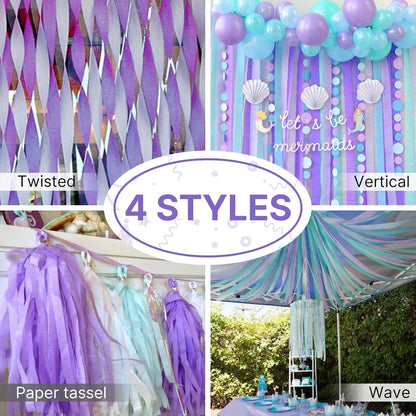 Yellow Pearl Pastel Yellow White Crepe Paper Streamers 8pcs 656 FT | Birthday Graduation Engagement Baby Shower Summer Sunflower Little Cutie Wedding Bridal Shower Party Decorations