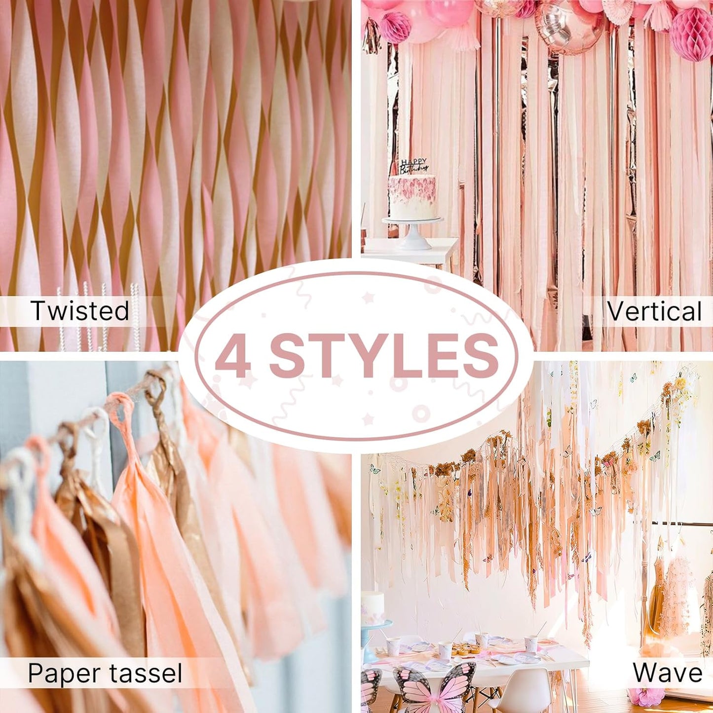 Yellow Pearl Pastel Yellow White Crepe Paper Streamers 8pcs 656 FT | Birthday Graduation Engagement Baby Shower Summer Sunflower Little Cutie Wedding Bridal Shower Party Decorations