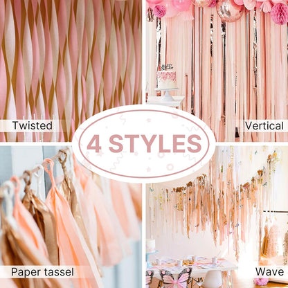 Yellow Pearl Pastel Yellow White Crepe Paper Streamers 8pcs 656 FT | Birthday Graduation Engagement Baby Shower Summer Sunflower Little Cutie Wedding Bridal Shower Party Decorations