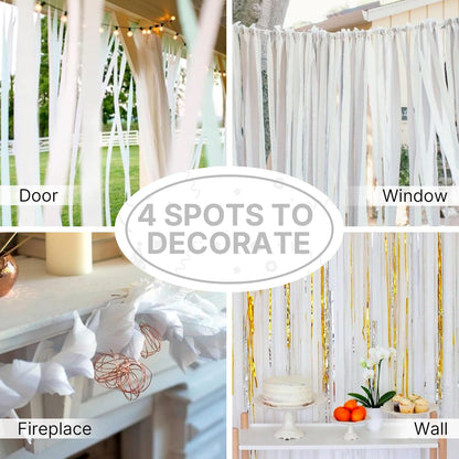 Yellow Pearl Pastel Yellow White Crepe Paper Streamers 8pcs 656 FT | Birthday Graduation Engagement Baby Shower Summer Sunflower Little Cutie Wedding Bridal Shower Party Decorations