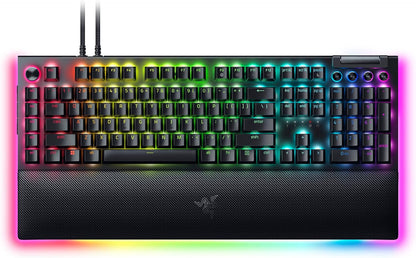 BlackWidow V4 Pro Wired Mechanical Gaming Keyboard: Yellow Switches Linear & Silent - Doubleshot ABS Keycaps - Command Dial - Chroma RGB - Magnetic Wrist Rest - Snap Tap
