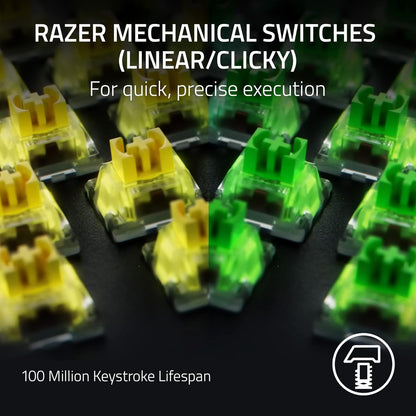 BlackWidow V4 Pro Wired Mechanical Gaming Keyboard: Yellow Switches Linear & Silent - Doubleshot ABS Keycaps - Command Dial - Chroma RGB - Magnetic Wrist Rest - Snap Tap