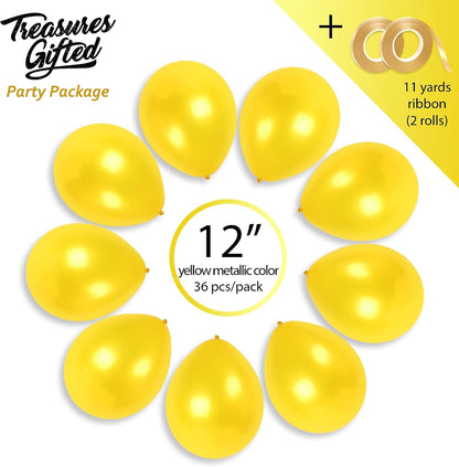 Metallic Yellow Balloons 36 Pack - Mustard Yellow Balloons - Globos Amarillos - Gold Party Supplies - 12 Inch Latex Baloons Party Decorations