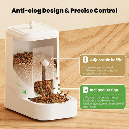 Automatic Cat Feeder Water Dispenser Set with Stainless Steel Bowls | Dog Water Bowl Dispenser Adjustable Water Dispensing, Auto Pet Waterer for Cats and Dogs