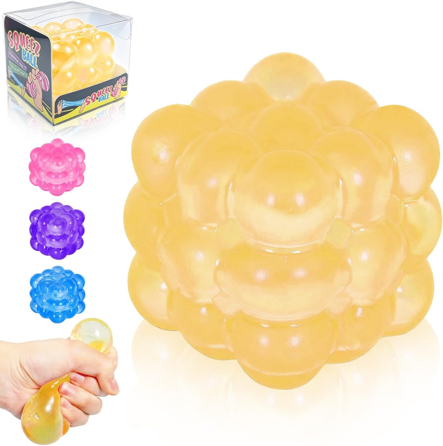 Squishy Stress Cube, High Density Stress Cube Fidget Toys, Slow Rising Sensory Stress Balls for Autism, Kids and Adults, Sugar Squishy Toys for Classroom Prizes, Cube Squishy for Party Favors (yellow)