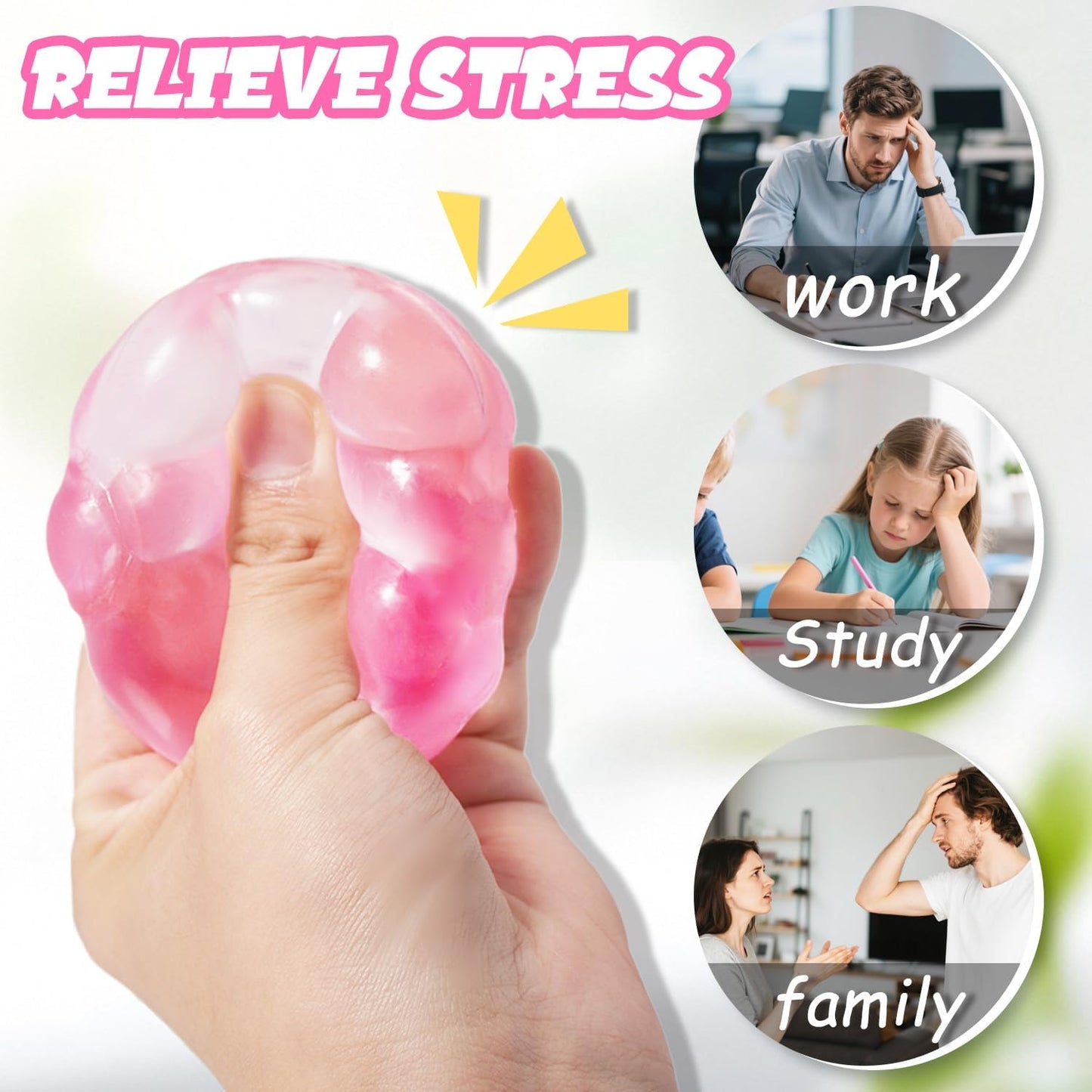 Squishy Stress Cube, High Density Stress Cube Fidget Toys, Slow Rising Sensory Stress Balls for Autism, Kids and Adults, Sugar Squishy Toys for Classroom Prizes, Cube Squishy for Party Favors (yellow)