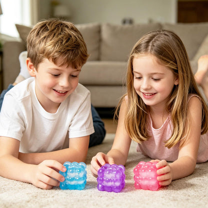Squishy Stress Cube, High Density Stress Cube Fidget Toys, Slow Rising Sensory Stress Balls for Autism, Kids and Adults, Sugar Squishy Toys for Classroom Prizes, Cube Squishy for Party Favors (yellow)