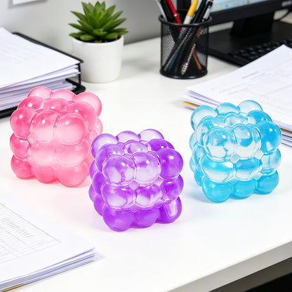 Squishy Stress Cube, High Density Stress Cube Fidget Toys, Slow Rising Sensory Stress Balls for Autism, Kids and Adults, Sugar Squishy Toys for Classroom Prizes, Cube Squishy for Party Favors (yellow)