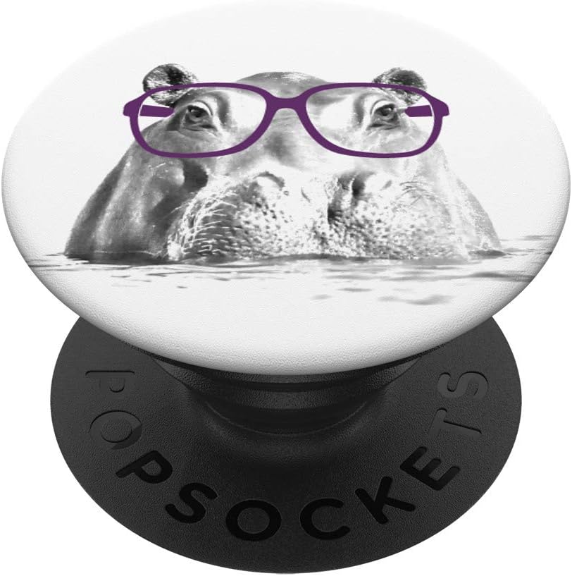 Hippo wearing Purple Glasses PopSockets PopGrip: Swappable Grip for Phones & Tablets