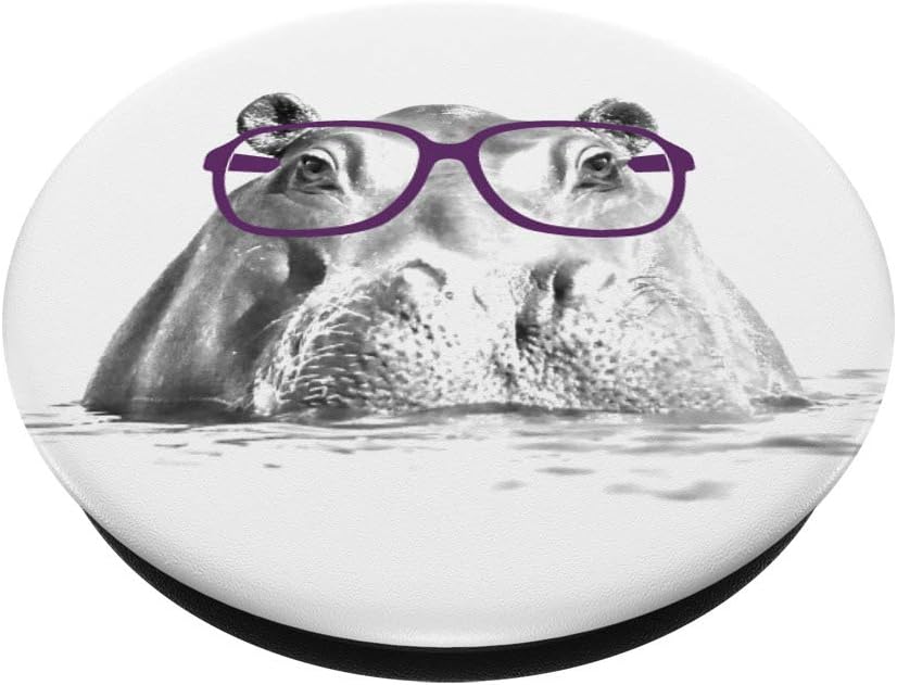 Hippo wearing Purple Glasses PopSockets PopGrip: Swappable Grip for Phones & Tablets