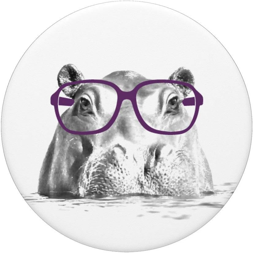 Hippo wearing Purple Glasses PopSockets PopGrip: Swappable Grip for Phones & Tablets