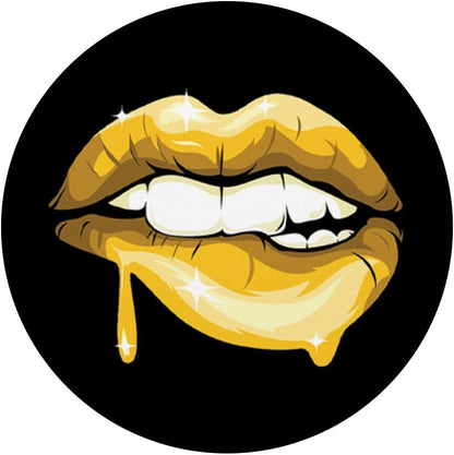 Cool sexy yellow gold lips cute lipstick design pattern PopSockets Swappable PopGrip