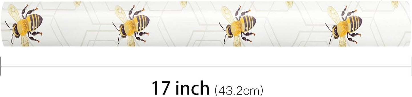 Bee Wrapping Paper Roll - Mini Roll - Bees Buzzing in Light-yellow - Party Gift Wrap for Holiday, Baby Shower, Birthday - 17 inches x 16.4 Feet (23.2 sq.ft.)