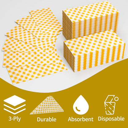 Yellow Gingham Napkins, Yellow and White Checkered Guest Towel Plaid Party Napkins Disposable Paper Hand Towels for Luncheon, Dinner, Picnic, Birthday, Easter, Graduation Party, 3-Ply, 50 Pcs