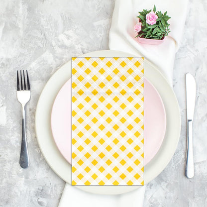 Yellow Gingham Napkins, Yellow and White Checkered Guest Towel Plaid Party Napkins Disposable Paper Hand Towels for Luncheon, Dinner, Picnic, Birthday, Easter, Graduation Party, 3-Ply, 50 Pcs