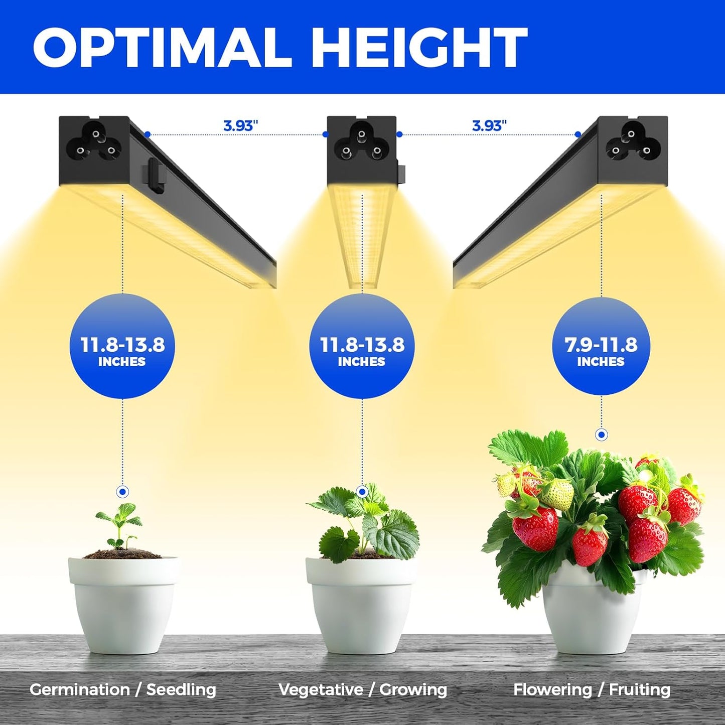 T5 Grow Lights for Indoor Plants Full Spectrum, 1FT 10W (2 X 5W) Indoor Plant Light with Separate Switch, Linkable, Grow Lamp with Magnetic Installation, Yellow, 2 Packs
