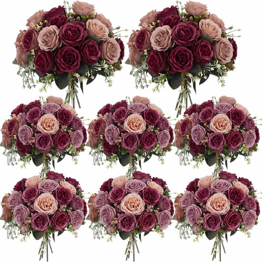 16 Bundles Artificial Peonies Flowers Fake Silk Peony Bouquet Faux Peonies Flowers Bulk for Decoration Vase Floral Arrangements Wedding Party Table (Yellow,Champagne) - Colors A