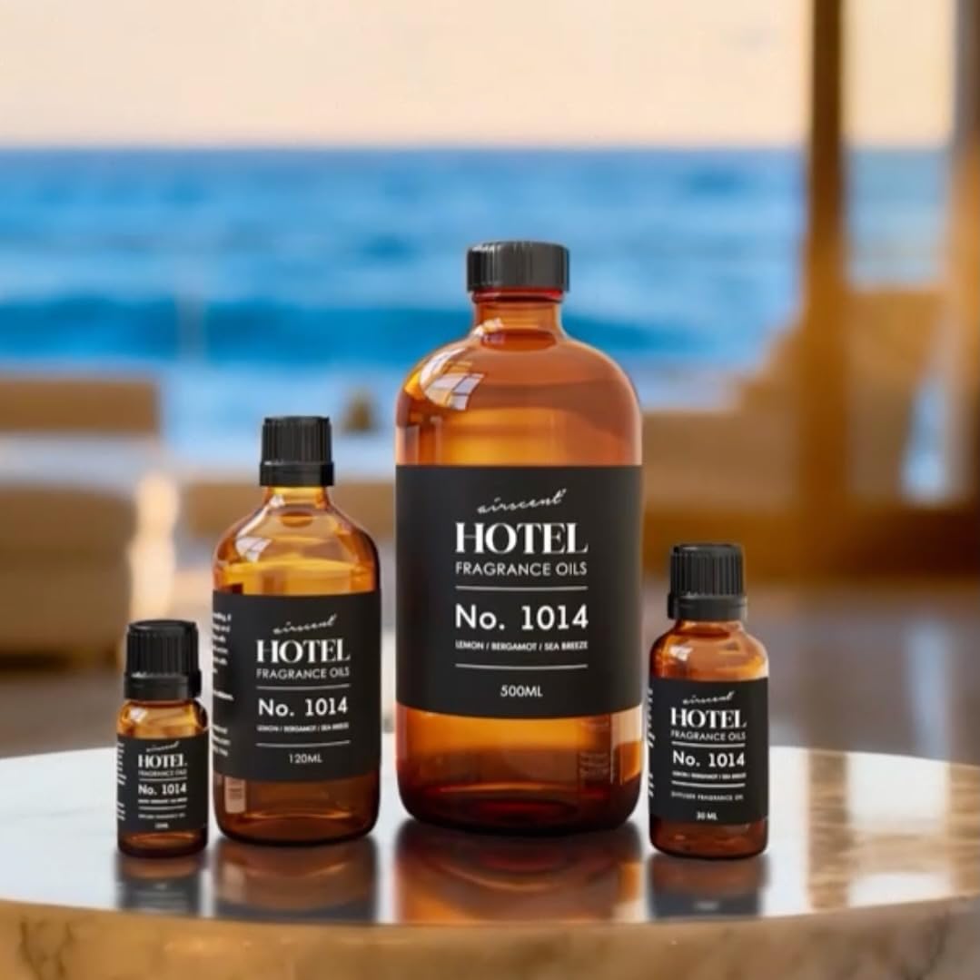 Hotel Diffuser Oil No. 1014 - Iconic 5-Star Hotel Blend - 10 mL | Lemon Bergamot Sea Breeze - Coastal Hotel Scent - Fragrance Oil for Ultrasonic and Waterless Diffusers and Crafting