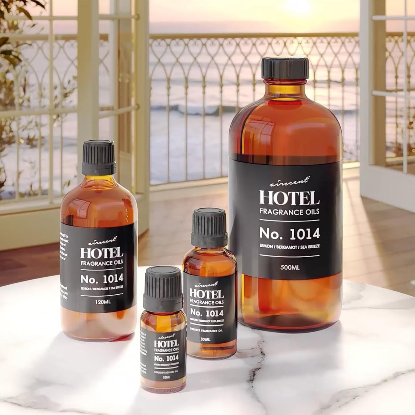 Hotel Diffuser Oil No. 1014 - Iconic 5-Star Hotel Blend - 10 mL | Lemon Bergamot Sea Breeze - Coastal Hotel Scent - Fragrance Oil for Ultrasonic and Waterless Diffusers and Crafting