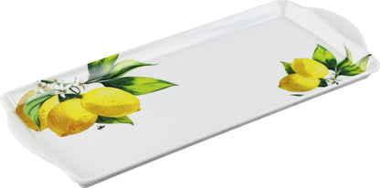 Melamine Plastic Tidbit Tray, BPA-Free, Food Safe, Multipurpose Platter Serving Tray, Bathroom/Table Organizer, Lemons and Bees